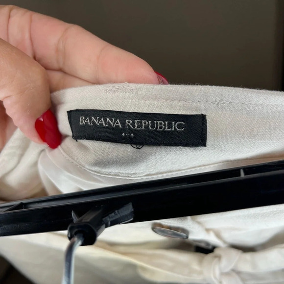 ☀️Banana Republic women skirt M skirt off-white cream buttons pockets lin… - Picture 9 of 9